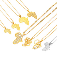 Anniyo Africa Map Pendant Necklace Women Men Silver Color/Gold Color Ethiopian Jewelry Wholesale African Hiphop Item @132106