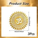 3Pcs Golden Om Round Decorative Wall Art  Om Chakra For Temple, Living Room, Bedroom, Office, Hotel, Home Decor Items, Gift