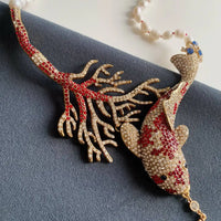 Medieval fashion winding snake personality generous exaggerated design freshwater pearl high sense necklace