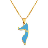 Anniyo Somalia Map (Light Blue Flag) Pendant Necklaces for Women Girls Jewelry Charms Maps @360921