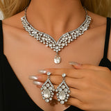 Ladies' fashionable design necklace earrings jewelry set suitable for daily wear, wedding parties, holiday gifts