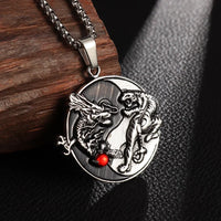 Retro Devil Mask Pendant Japanese Samurai Style Punk Pendant Necklace Men's Gothic Halloween Jewelry Gift