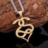 Stainless Steel Vikings Twin Snake Necklace Men's Punk Hip Hop Gold Steel Color Handmade Pendant Animal Serpent Jewelry Gift