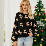 New Year's Party Look Women's Christmas Sweaters Full Lantern Sleeve Knitwear Soft Jumper Merry Xmas Female Knitted Pullover Top