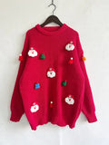 Handmade Decorative Christmas Sweaters Women Fashion Cute O Neck Long Sleeve Knitted Pullover Sweater Female Autumn Winter New