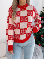 VigoCasey 2025 Winter Casual Christmas Knitted Sweater Women O Neck Print Loose Pullover Autumn Lady Lantern Long Sleeve Jumper