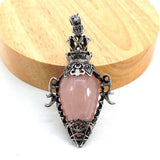 Water Drop Crystal Pendulum for Dowsing Spiritual Divination Natural Amethyst Rose Quartz Onyx Antique Pendulums Pendant Pendulo