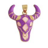 Animal Cow Ox Head Colourful Charm Pendant,18K Gold Plated Cubic Zirconia Necklace Bracelet for Jewelry Findings Supplies M62
