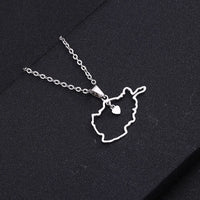 Stainless Steel Afghanistan Map Flag Pendant Necklaces for Afghan Men Women Gold/Steel Color Ethnic Maps Jewelry Gifts