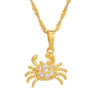 Anniyo Mini Crab With Cubic Zirconia Pendant Necklace for Women Girl Guam Hawaii Micronesia Marshall Jewelry @@065904