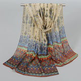 Indian Style New Chiffon Scarves Women Breathable Thin Simulation Silk Scarf Ladies Shawl And Wraps Women Printing Hijab Stole