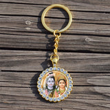 Shiva Nataraja Keychain Buddhist Jewelry Lakshmi Goddess Rhinestone Pendant Hinduism Amulet Keyring Gift
