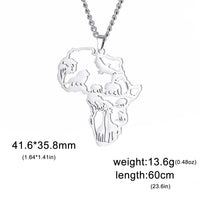 LIKGREAT Punk Africa Map With Flag Pendant Necklaces Stainless Steel Africa Countries Flags Necklace Chain for Women Men Jewelry