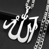 Muslim Quran Ali Zulfiqar Sword Pendant Necklace for Women Men Stainless Steel Silver Color Islamic Knife Chain Jewelry ZZZ772