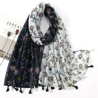 Ethnic Printed Cotton Hijab Viscose Tassels Scarf For Muslim Woman Hijabs Shawls Lady Soft Long Wraps Islim Headband Turban