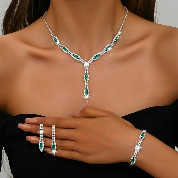 Earrings Necklace Bracelets Women's Elegant Cute Dainty Geometric Jewelry Set For Wedding Anniversary Valentine's Day