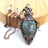 Water Drop Crystal Pendulum for Dowsing Spiritual Divination Natural Amethyst Rose Quartz Onyx Antique Pendulums Pendant Pendulo
