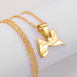 Anniyo Guadeloupe Map Pendant Necklaces for Women Girls Gold Color Jewelry France Guadeloupe Maps #200910