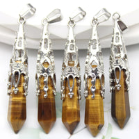 16pcs Crystal Pendulum for Divination Dowsing Natural Gem Stone Amethyst Hexagon Pendant For DIY Jewelry Making Necklace Pendant