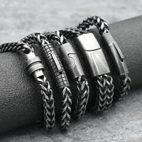Bracelet Men's Stainless Steel Chain Punk Motorcycle Accessories Charm Bracelets Magnetic Clasp Vintage Jewelry Gifts Boyfriend