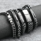 Bracelet Men's Stainless Steel Chain Punk Motorcycle Accessories Charm Bracelets Magnetic Clasp Vintage Jewelry Gifts Boyfriend