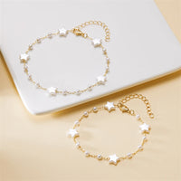 Lucky Heart Evil Eye Chain Anklet Bracelet for Women Men Fashion Star Simulated Pearl Wrap Jewelry Foot Wrist Summer Friend Gift
