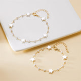 Lucky Heart Evil Eye Chain Anklet Bracelet for Women Men Fashion Star Simulated Pearl Wrap Jewelry Foot Wrist Summer Friend Gift
