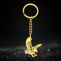 Dawapara Vintage Eagle Crow Raven Pendant Keychain Viking Animal Bird Protection Amulet Stainless Steel Keyring Jewelry