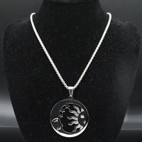 2024 New fashion stone Invisible Moon Crescent Worship necklace men's pendant Pendant Hip stainless steel men's sweater chain je