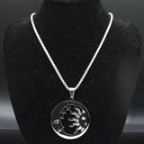 2024 New fashion stone Invisible Moon Crescent Worship necklace men's pendant Pendant Hip stainless steel men's sweater chain je