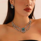 Ethnic Jewelry Sets Crystal Small Beads Flower Decoration Necklace Earrings Set For Women Bijoux Bohemia Necklace Set