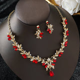 Ladies' Sparkling Flower Set, Necklace, Earrings, Jewelry Set, Suitable for Wedding, Party, Festival Gifts