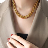 Stainless Steel Crawler Necklace Bracelet For Women 18k Gold Plated Imitation Pearl Tassel Charm Women's Necklaces Bracelets Set