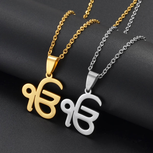 Anniyo 45CM Chain Sikhism Symbol Religion Khanda Pendant Necklaces Sikkhi Sikh Punjab Jewelry @327621