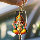Ganesha Versatile Pendant Keychain,Eastern Elements 2D Flat Acrylic Ornament,Hanging Decoration for Car,Bags,Festive,Party,Gift