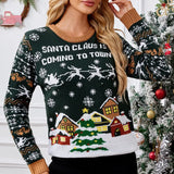 2025 Winter Christmas Women's Knitted Sweater Y2k Style Cute Print Female Knitwear Full Sleeve O Neck Warm Soft Jumper Xmas Look