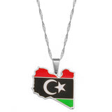 Anniyo Libya Map Flag Pendant Necklace for Women Men Gold Color Jewelry Libya Country Map #244121