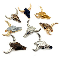 19 Styles Acrylic Cow Pendant Bull Skull Bone Gold Plated Charms for Men's Fashion DIY Jewelry Bull Head Pendant Necklace Gifts