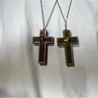 Vintage Cross Pendant Necklace with Secret Compartment Cross Necklace 3D Printed Charm Jewelry Necklace for Women Men