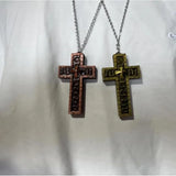 Vintage Cross Pendant Necklace with Secret Compartment Cross Necklace 3D Printed Charm Jewelry Necklace for Women Men