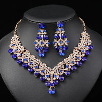 Rhinestone Bride Jewelry Sets for Women Luxury Flower Choker Necklace Earrings Wedding Dress Bridal Necklace Set Fashion Jewelry