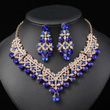 Rhinestone Bride Jewelry Sets for Women Luxury Flower Choker Necklace Earrings Wedding Dress Bridal Necklace Set Fashion Jewelry