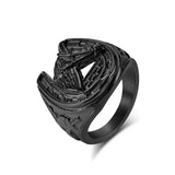 Vintage Horse Head and Horseshoe Rings 20MM Width Stainless Steel Finger for Men Punk Jewelry