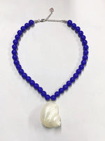 Baroque imitation pearl clavicle chain summer women vacation fashion handmade natural conch necklace adult jewelry accessories