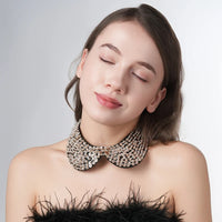 Pearl Beaded Lace Trim Collar Ribbons Women Necklace Wedding Jewelry for Clothes Dress  Beads Crystal Collar Wedding Jewelry