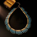European And American Fashion Retro Niche Inlaid Stone Ear Clip Temperament Personality Necklace Collarbone Chain Set