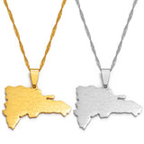Anniyo Dominican Map With Cities Pendant Necklaces Jewelry Gold Color and Silver Color #123521