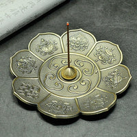 Dragon and Phoenix Bronze Incense Tray Twelve Zodiac Antique Thread Incense Holder Coil Incense Burner Indoor Sandalwood Stove