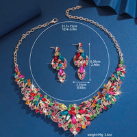 3PC Women's Wedding Season Fashion Luxury Flower Necklace Earrings Jewelry Set Suitable for Wedding Parties and Festival Gifts
