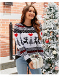 Christmas Knitwears Sweater Women Autumn And Winter New O Neck Long Sleeve Printed Fashion Casual Knitted Pullovers Feminina Top